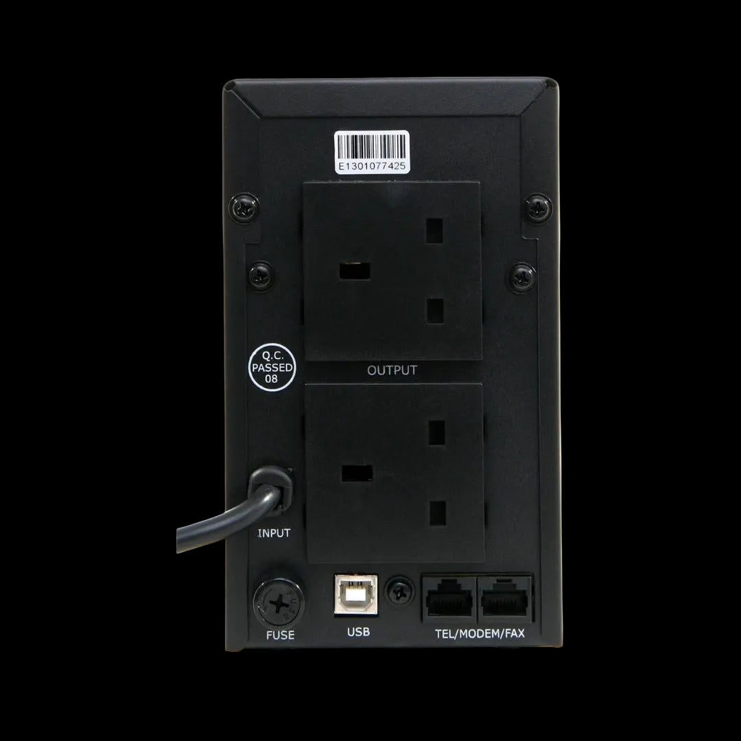 Powercool Smart UPS 650VA 390W with AVR | 2 UK Sockets | RJ45 Surge Protection | USB Monitoring | Compact Backup Power by Webtro
