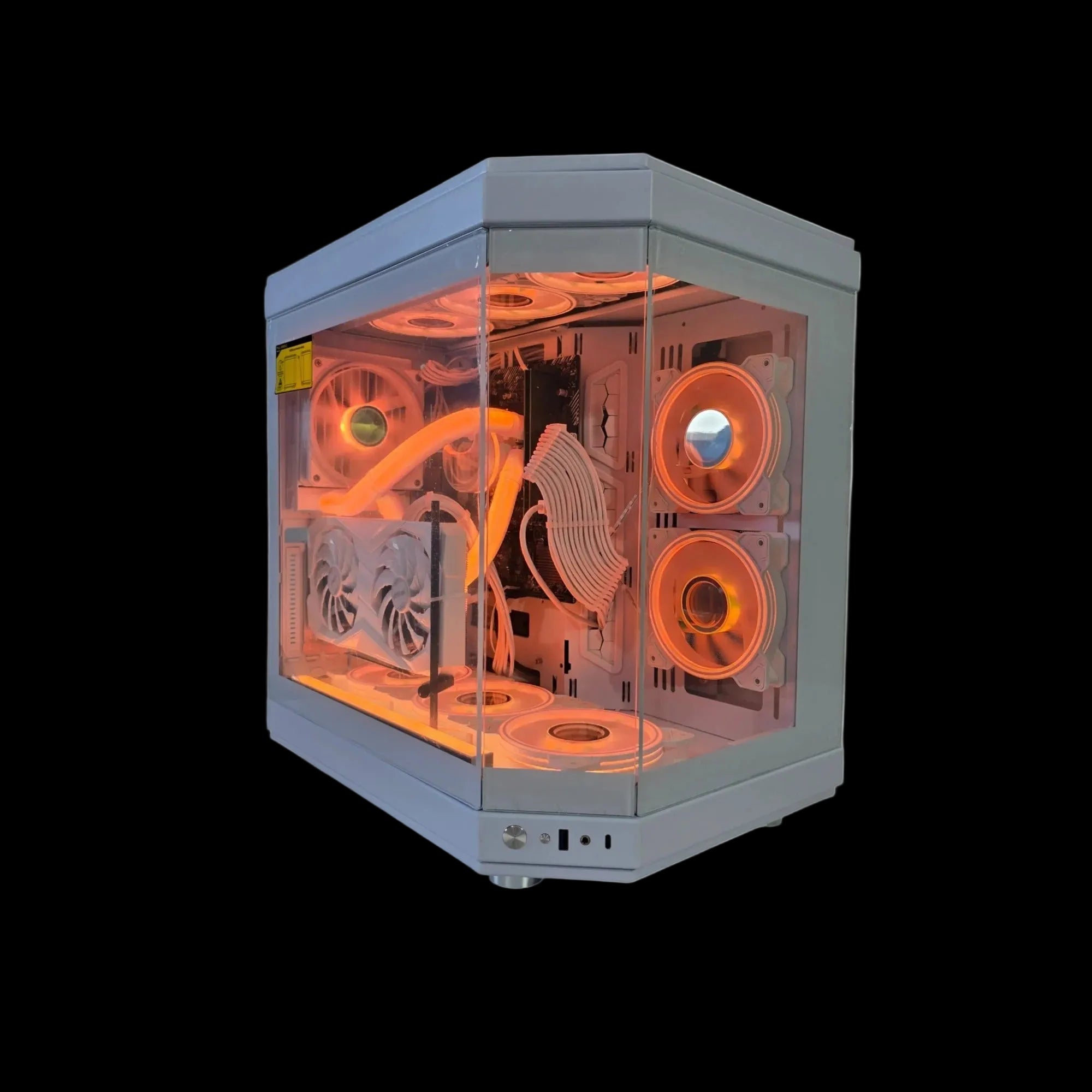 WebTro Hype White Gaming PC front view with panoramic tempered glass