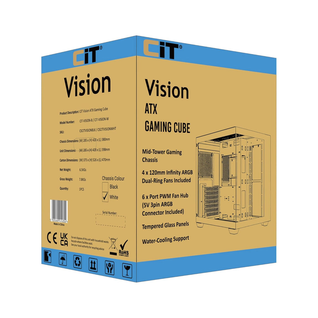 CiT Vision White ATX case for custom gaming builds