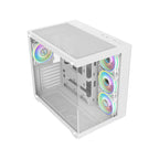 Front and side view of CiT Vision White dual tempered glass gaming case