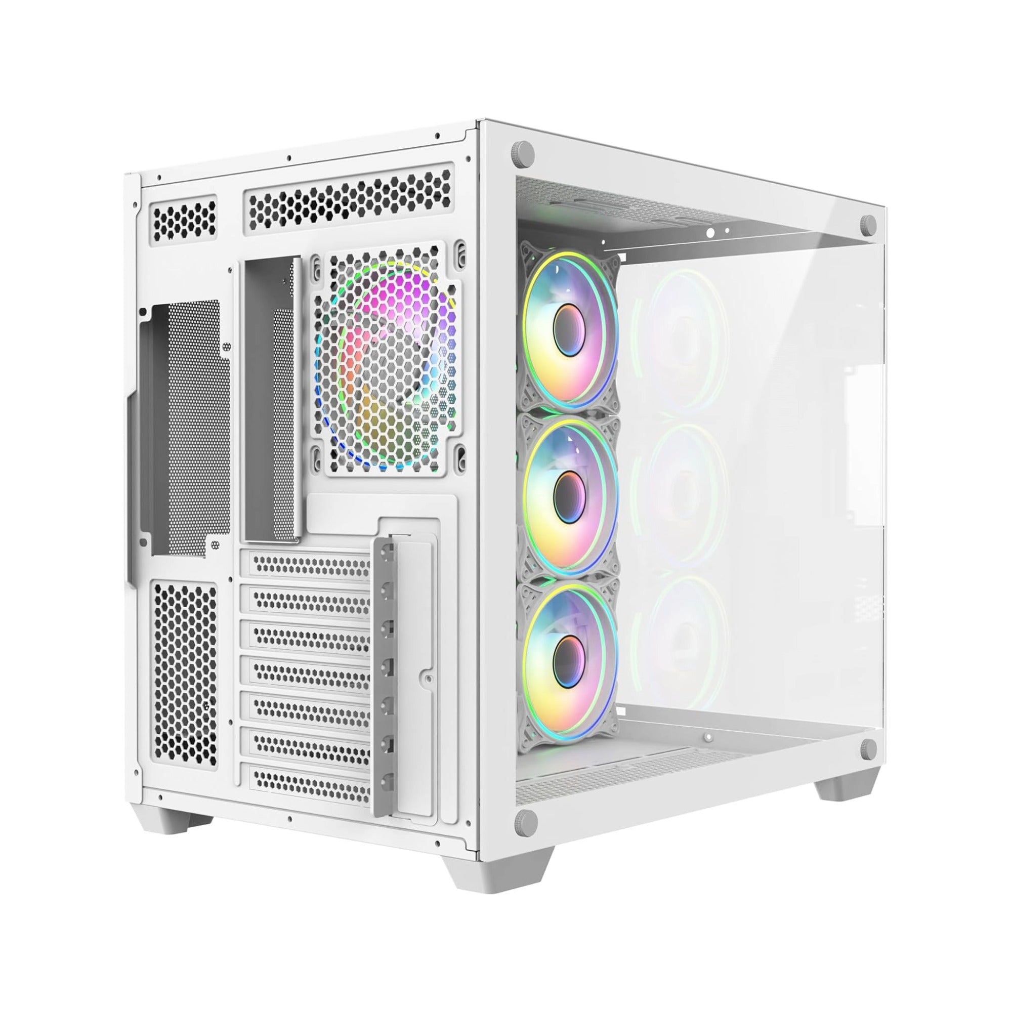 CiT Vision White PC case with four Tornado Infinity ARGB fans
