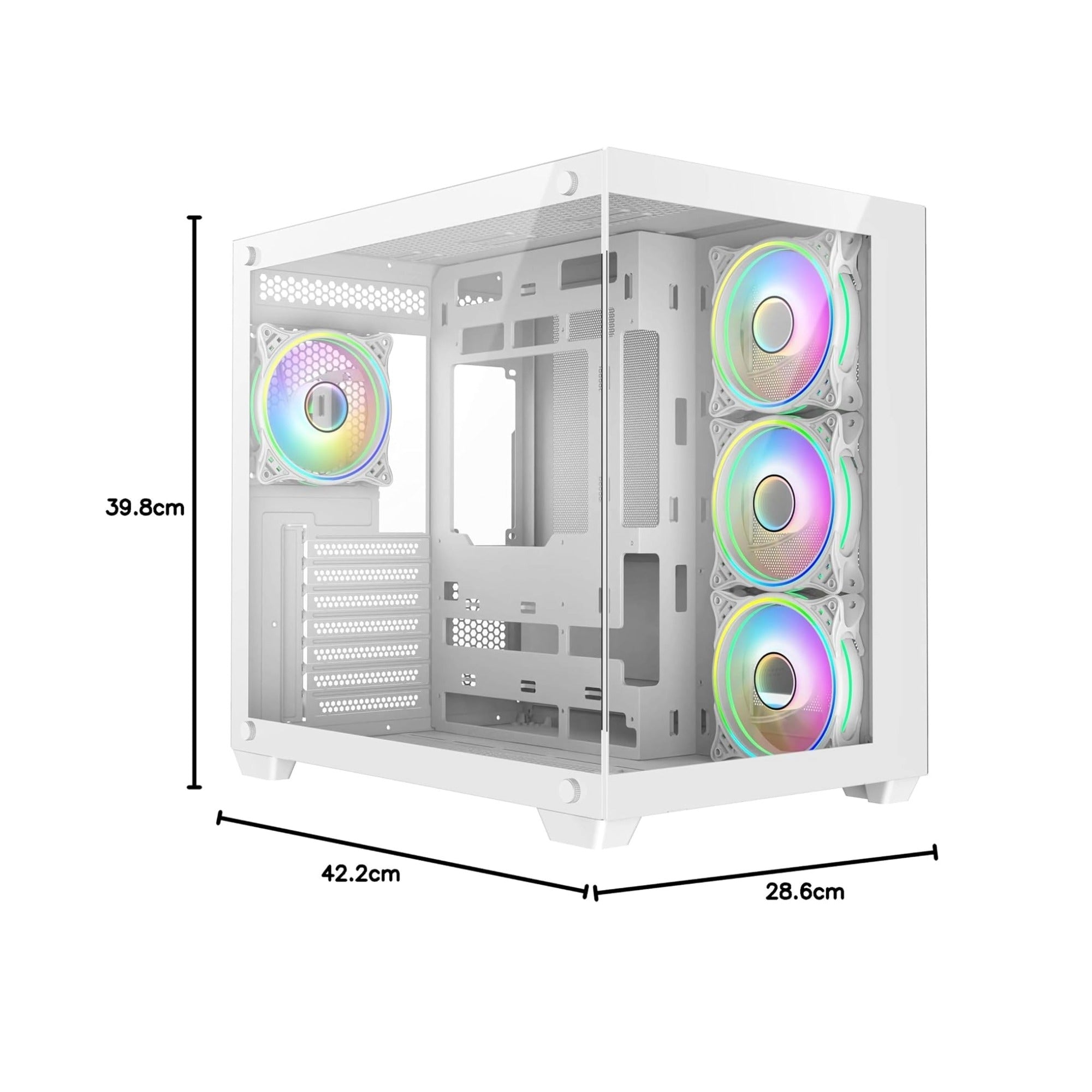 CiT Vision White showcase PC case with infinity mirror ARGB fans