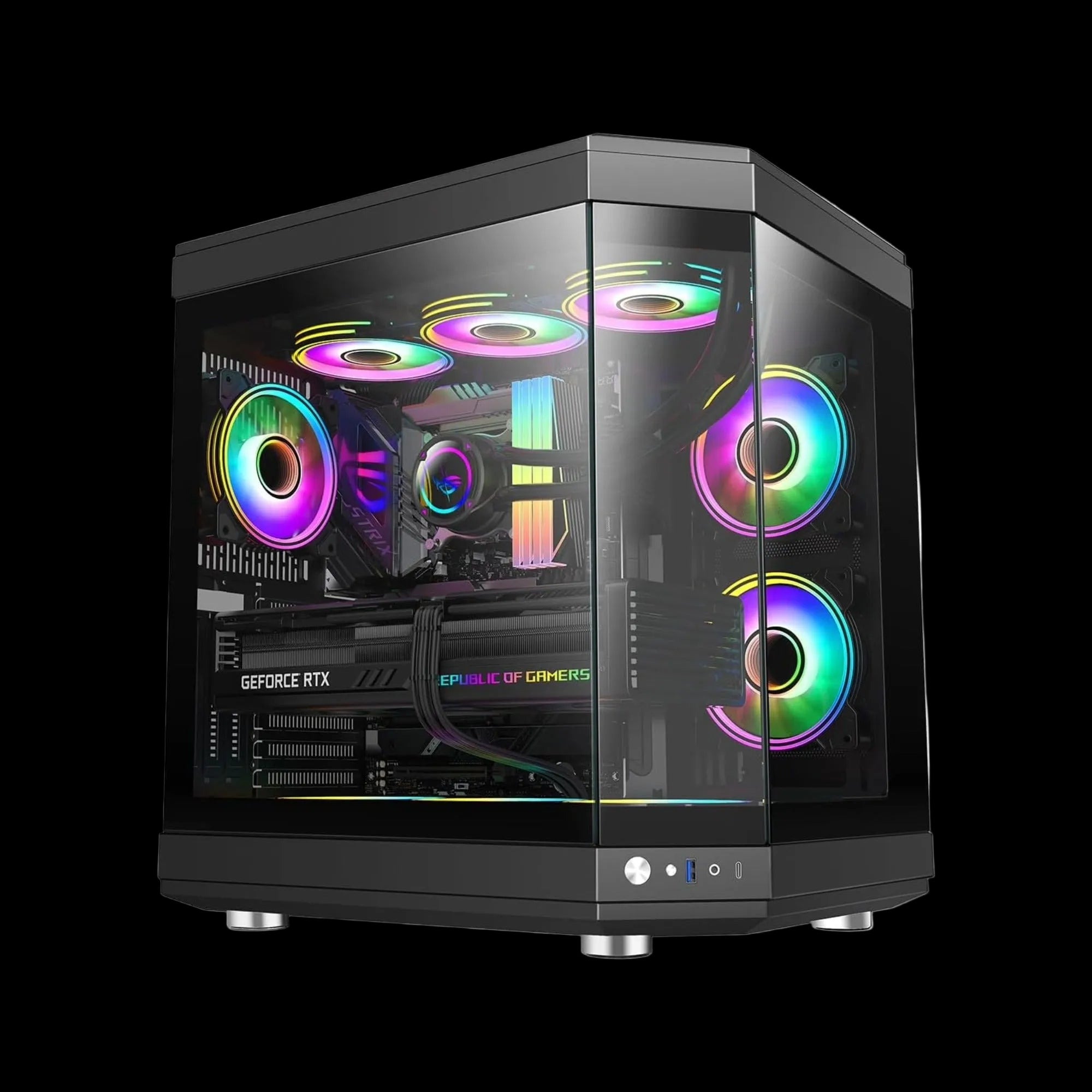 GameMax Hype Black vertical GPU-ready gaming case