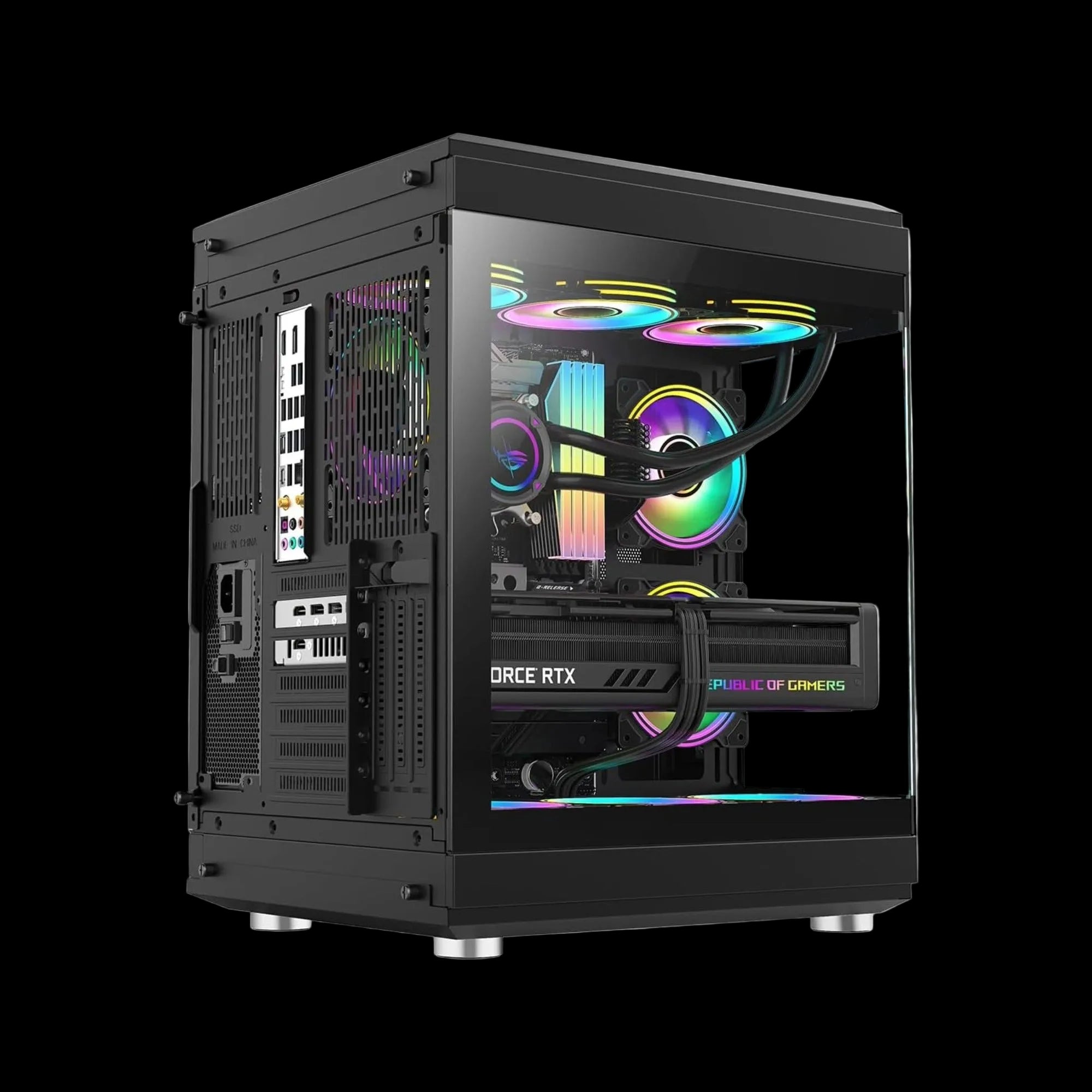 Interior layout of GameMax Hype Black mid-tower gaming chassis