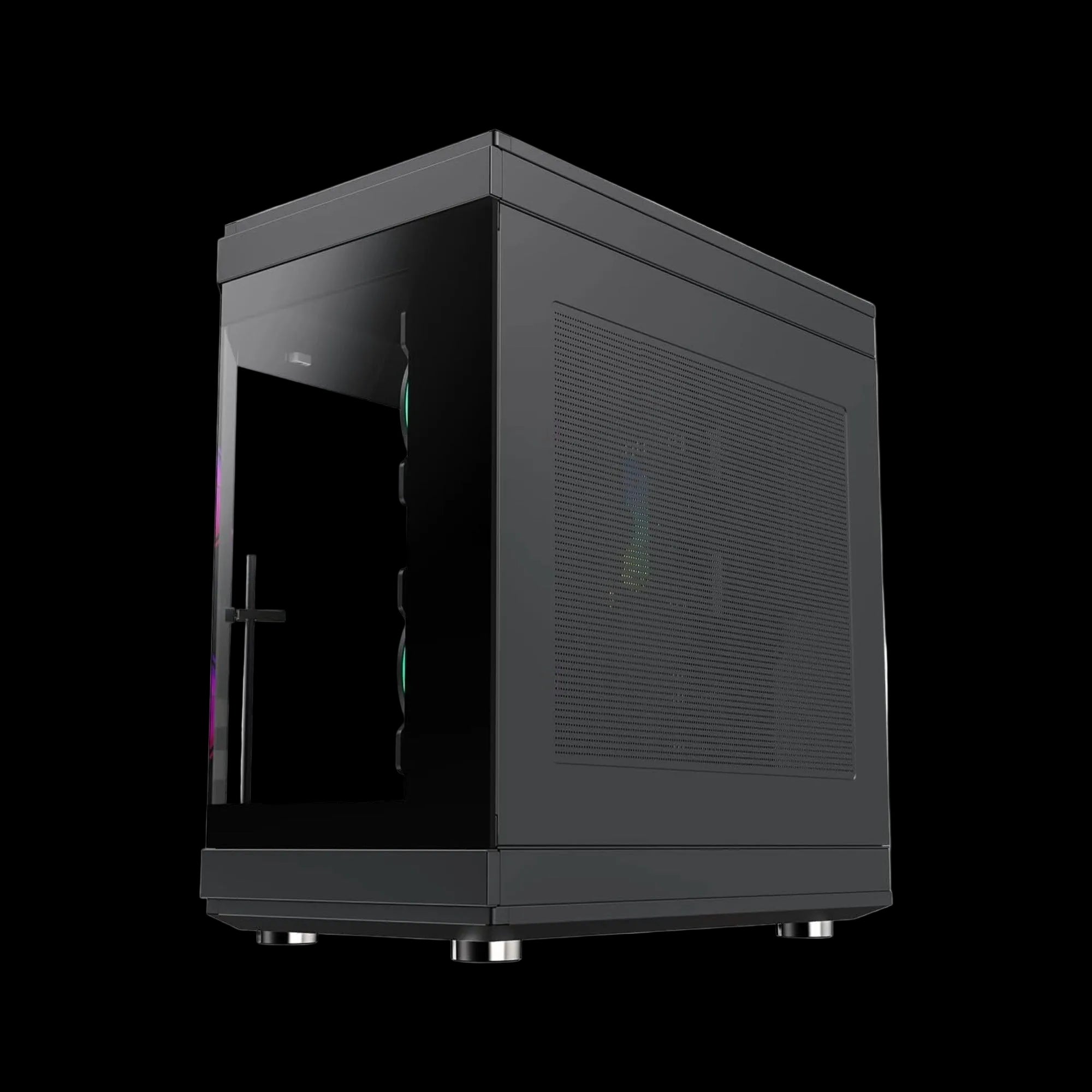 GameMax Hype Black ATX case with three-piece tempered glass design