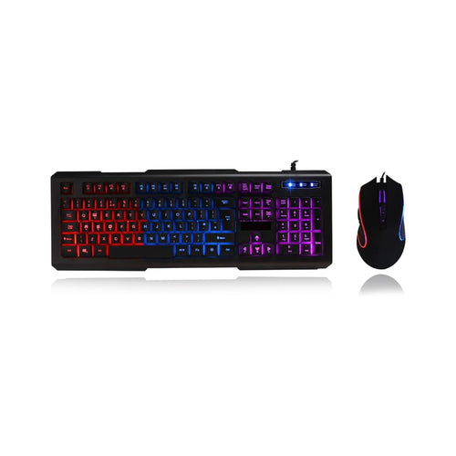 CiT Avenger LED gaming keyboard and mouse combo with red, blue, and purple lighting