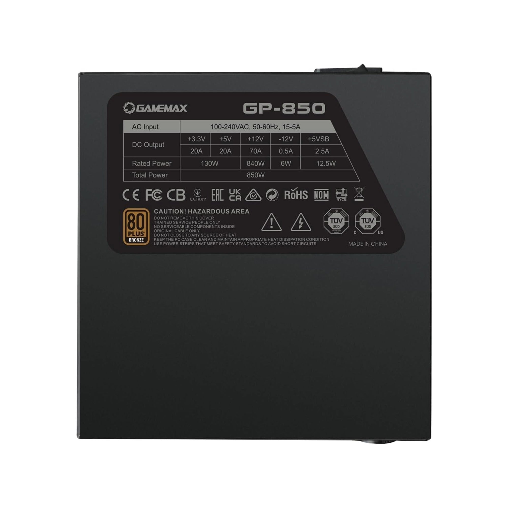 GameMax GP-Series GP-850 850W 80 Plus Bronze Black ATX Power Supply