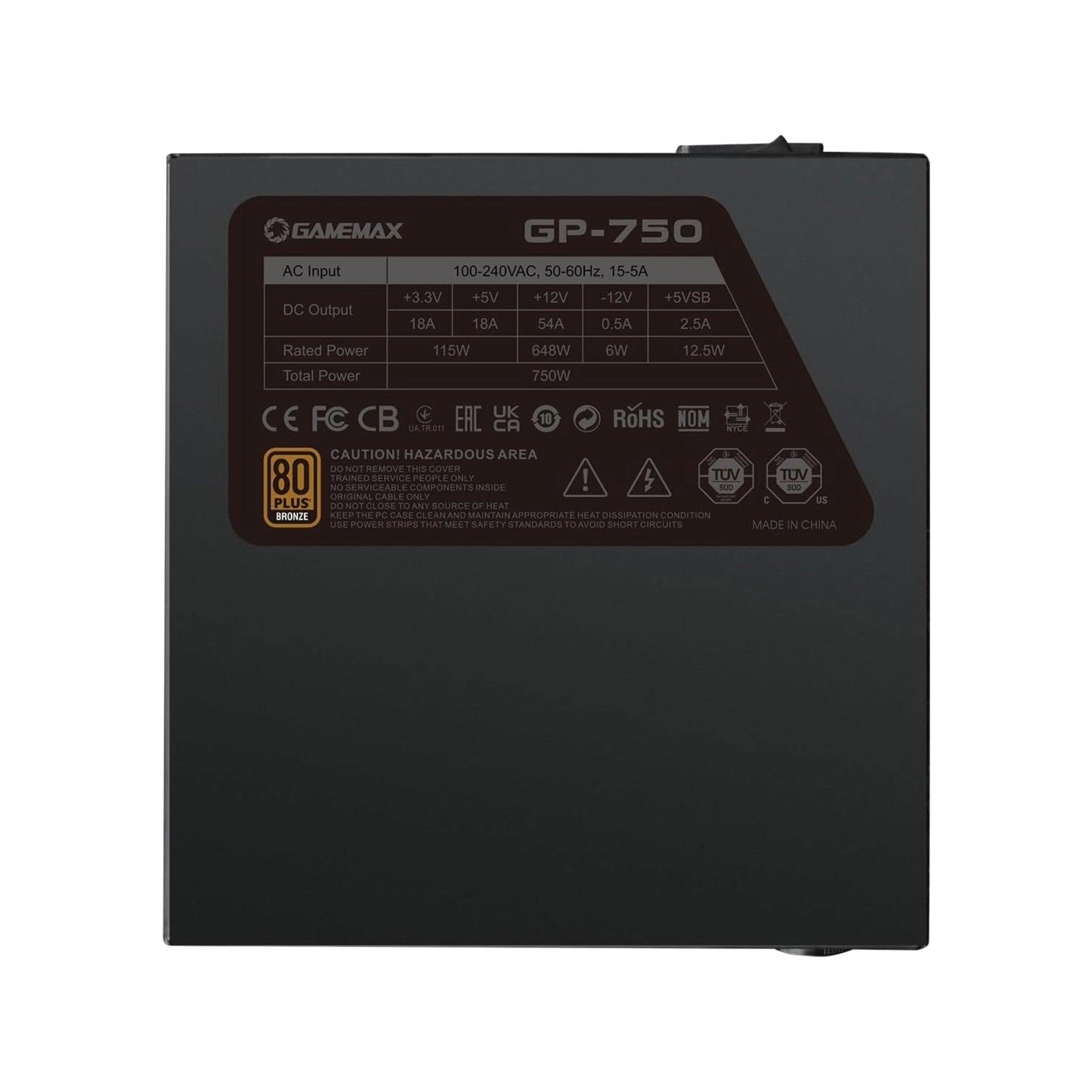 GameMax GP-Series 750W 80 Plus Bronze Power Supply – Black (GP-750)