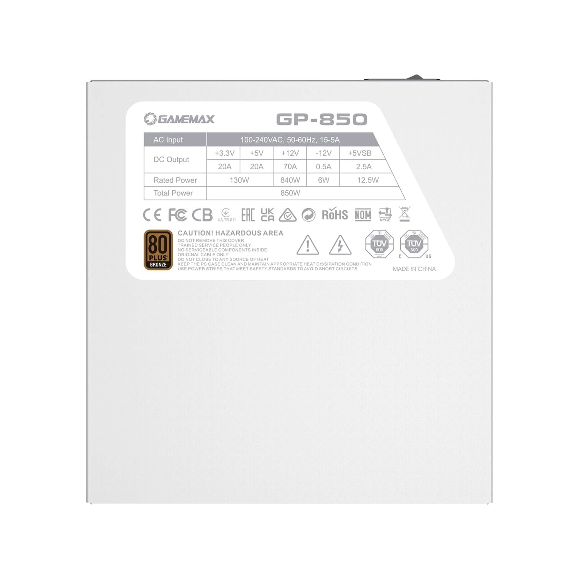GameMax GP-Series GP-850 850W 80 Plus Bronze White ATX Power Supply