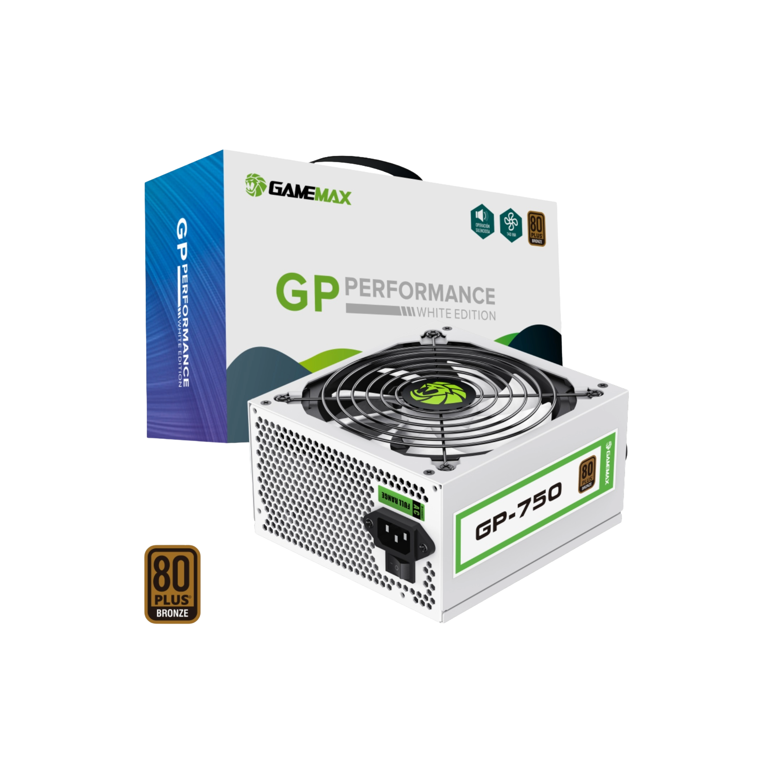 GameMax GP750 White 80 Plus Bronze ATX Power Supply