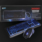 CiT Avenger Illuminated Gaming Keyboard & Mouse Combo – 3 Colour LED Backlit, USB, Ergonomic Design - WebTro