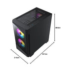 CiT Level 1 Micro-ATX Gaming PC Case with Tempered Glass Front & Side | 3× RGB Fans Included | Compact ATX Case – Black - WebTro
