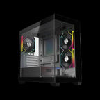 CiT Mercury Micro ATX Gaming PC Case with Dual Tempered Glass | 3× Infinity ARGB PWM Fans | 6-Port Fan Hub | 360mm Radiator Support | USB 3.0 – Black - WebTro