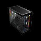 CiT Mercury Micro ATX Gaming PC Case with Dual Tempered Glass | 3× Infinity ARGB PWM Fans | 6-Port Fan Hub | 360mm Radiator Support | USB 3.0 – Black - WebTro