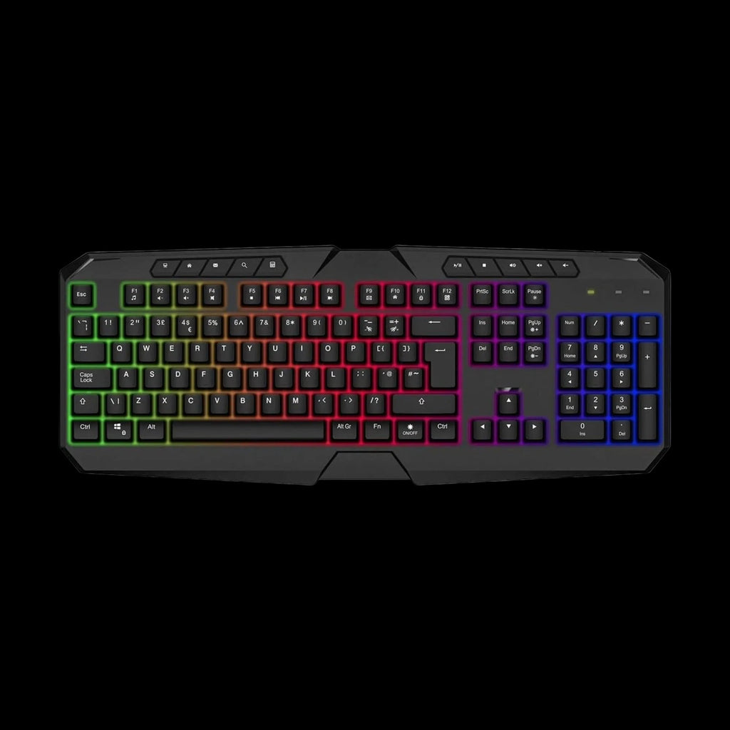 CiT Raptor 4-in-1 Gaming Bundle Kit – UK Layout Rainbow LED Keyboard, 2400 DPI Gaming Mouse, Stereo Headset with Mic, Mouse Mat | Black - WebTro