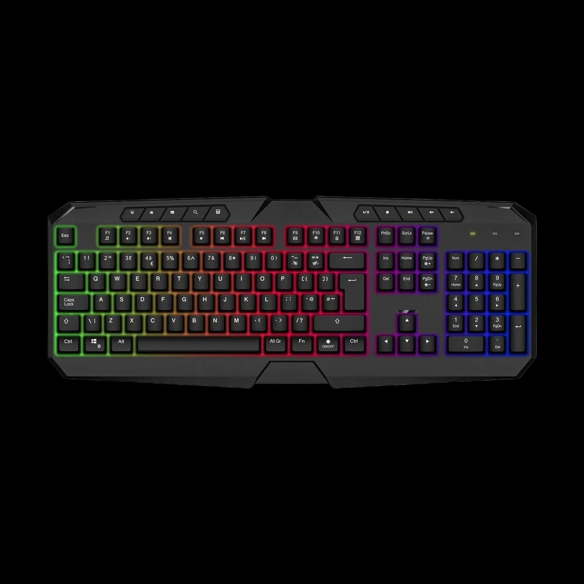 CiT Raptor 4-in-1 Gaming Bundle Kit – UK Layout Rainbow LED Keyboard, 2400 DPI Gaming Mouse, Stereo Headset with Mic, Mouse Mat | Black - WebTro