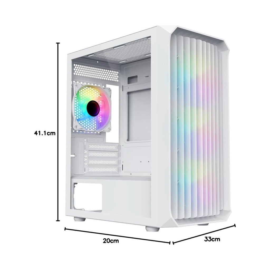 CiT Saturn Airflow Micro-ATX Gaming Case – White | Tempered Glass, Mesh Front Panel, 4 x Infinity ARGB Fans, M-ATX/Mini-ITX Support - WebTro