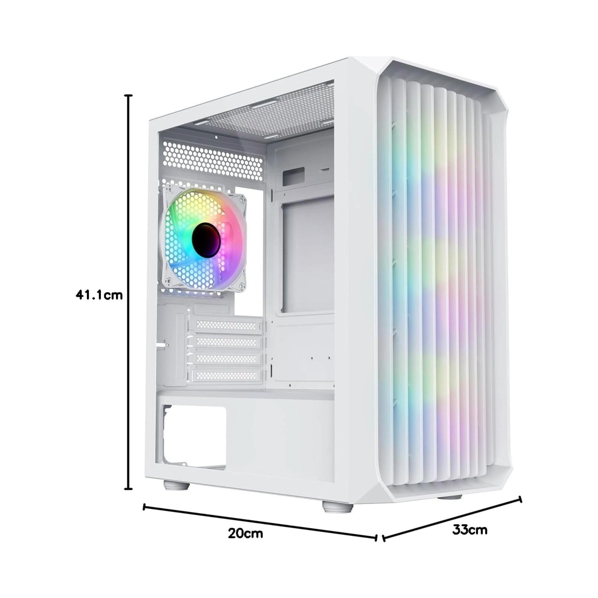 CiT Saturn Airflow Micro-ATX Gaming Case – White | Tempered Glass, Mesh Front Panel, 4 x Infinity ARGB Fans, M-ATX/Mini-ITX Support - WebTro