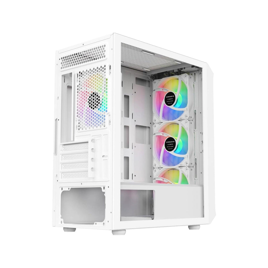 CiT Saturn Airflow Micro-ATX Gaming Case – White | Tempered Glass, Mesh Front Panel, 4 x Infinity ARGB Fans, M-ATX/Mini-ITX Support - WebTro