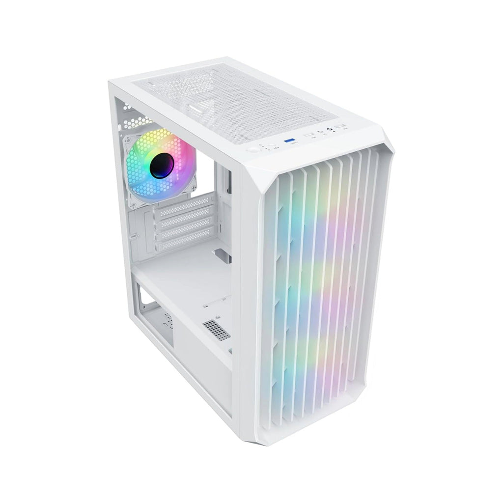 CiT Saturn Airflow Micro-ATX Gaming Case – White | Tempered Glass, Mesh Front Panel, 4 x Infinity ARGB Fans, M-ATX/Mini-ITX Support - WebTro