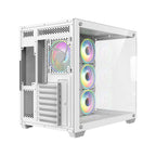 CiT Vision White Dual Tempered Glass ATX Gaming Cube Case – 4 x Tornado Infinity ARGB Fans, 6-Port PWM Fan Controller - WebTro