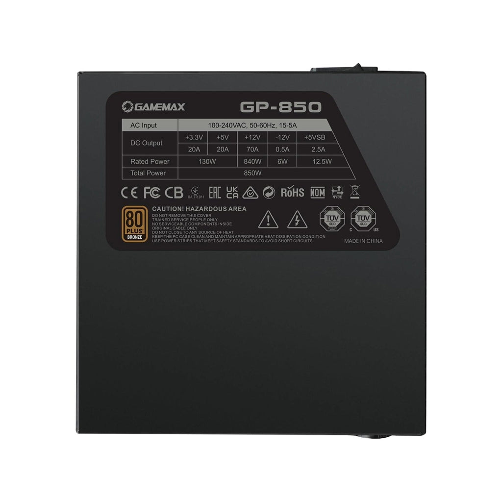 GameMax GP-Series 850W 80 Plus Bronze Power Supply – Black (GP-850) - WebTro