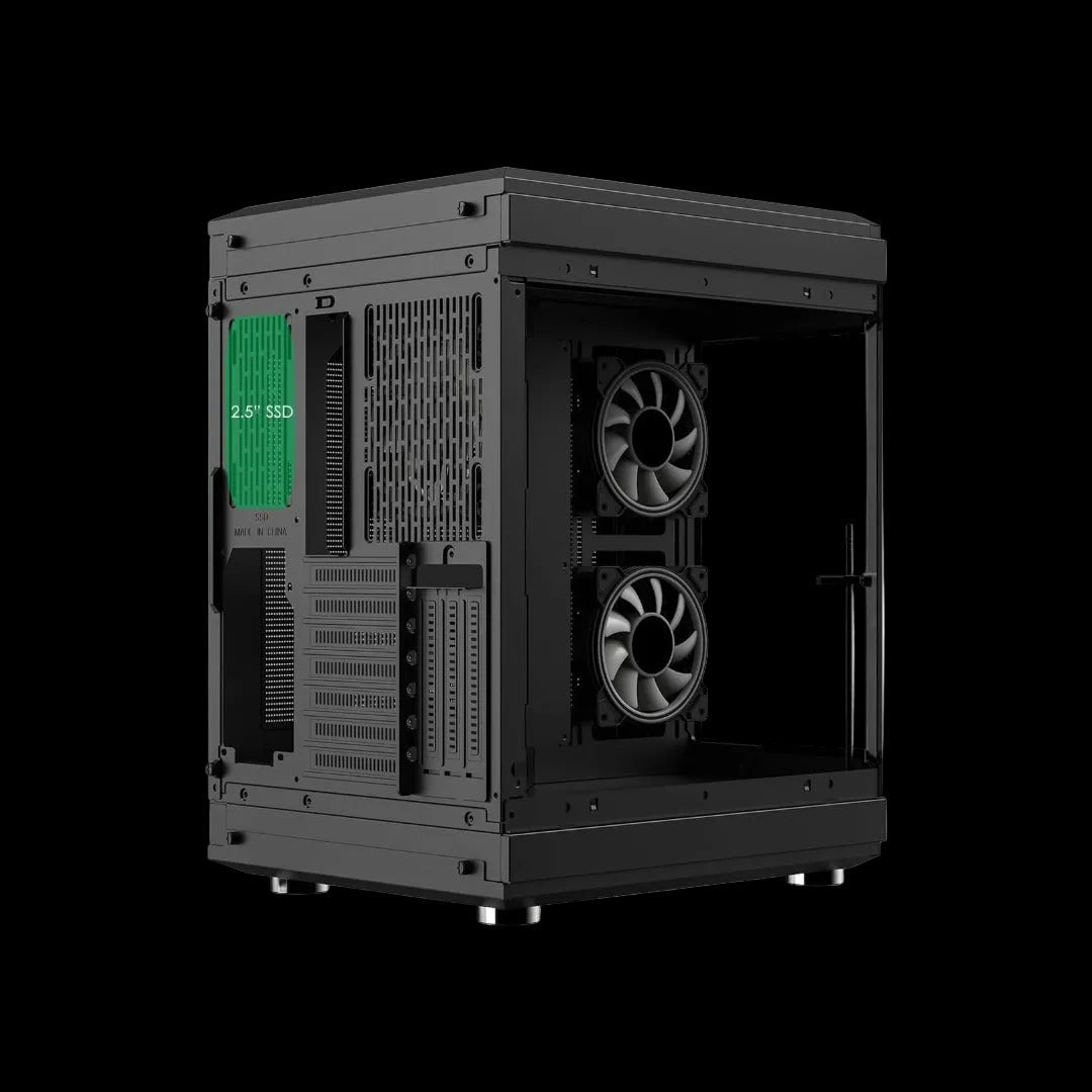GameMax Hype Black Mid-Tower ATX Gaming PC Case | Panoramic Tempered Glass | Dual-Chamber Design | 3× ARGB Fans | USB-C | Vertical GPU Support - WebTro