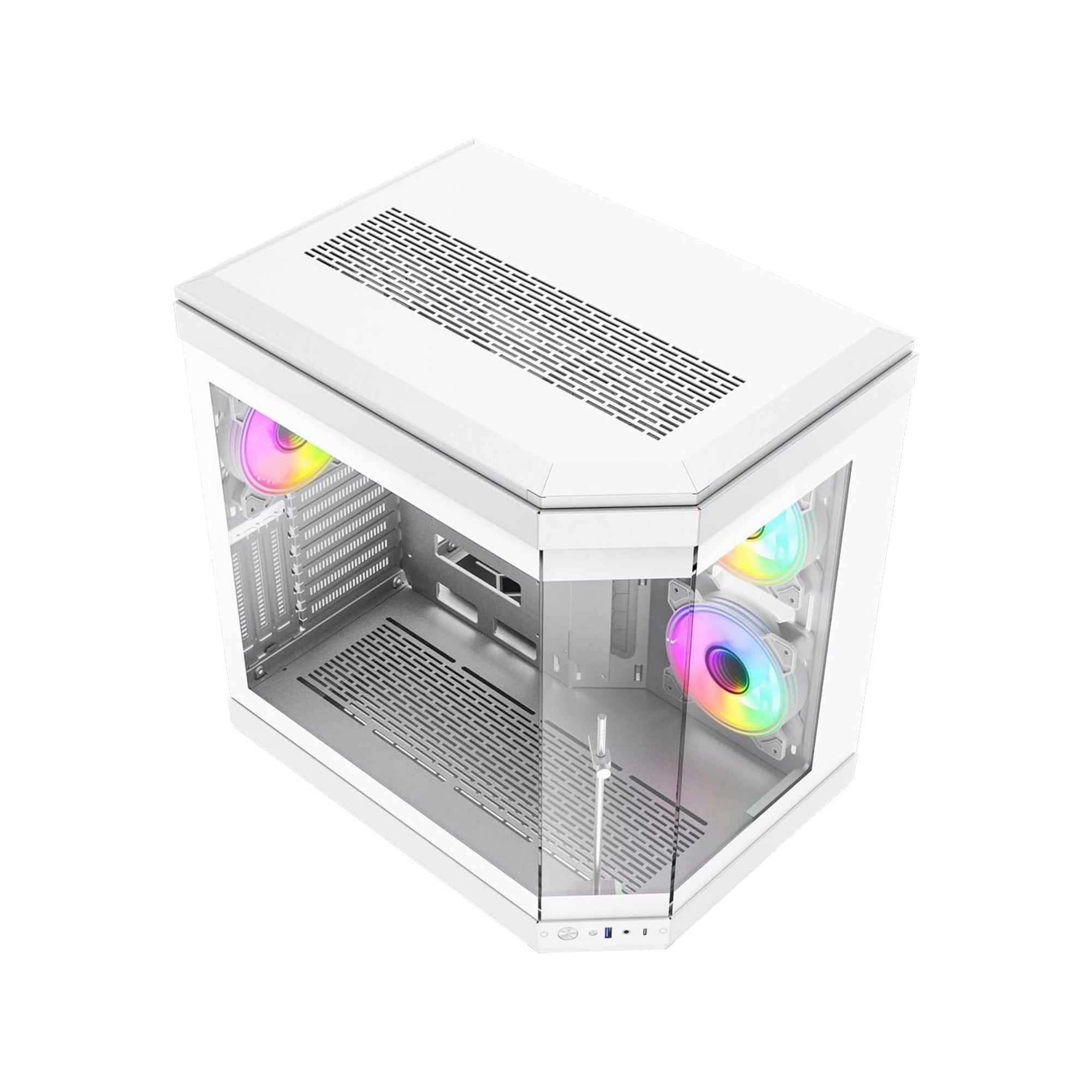 GameMax Hype White Mid-Tower ATX Gaming Case – Panoramic Tempered Glass, Dual Chamber Design, 3 x Infinity ARGB Fans - WebTro