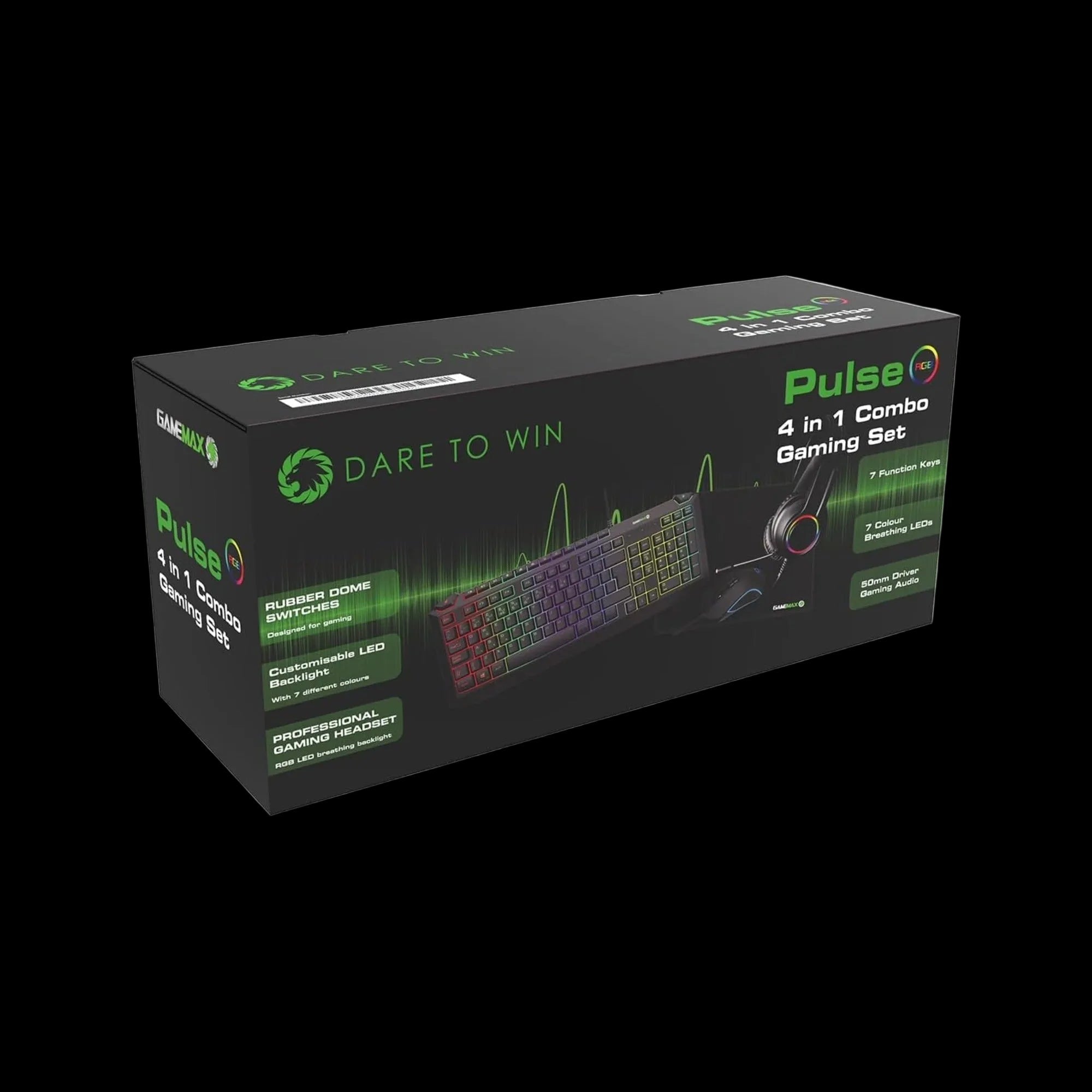 GameMax Pulse 4-in-1 RGB Gaming Combo | Keyboard, Mouse, Headset & Mouse Mat | UK Layout | USB Plug & Play – Black - WebTro