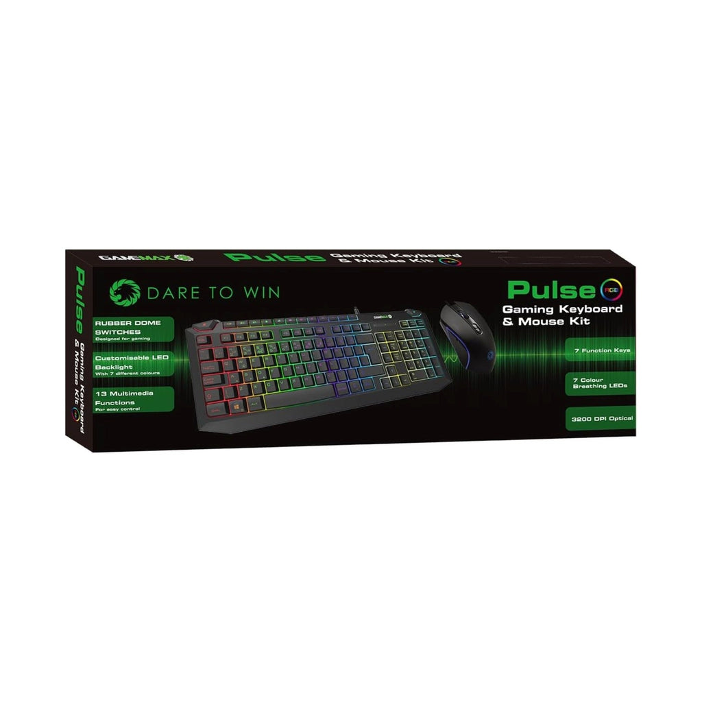 GameMax Pulse RGB Gaming Keyboard and Mouse Combo – 7 Colour LED Backlit Keyboard with Pulsing Optical Mouse - WebTro