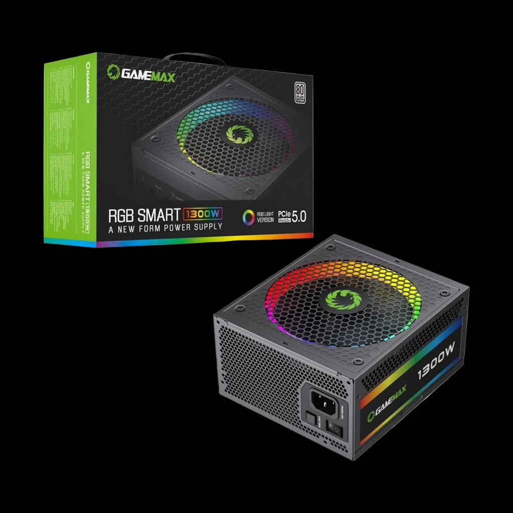 GameMax RGB 1300W Modular 80 Plus Platinum ATX 3.0 PCIe 5.0 Power Supply – 140mm ARGB Fan | Black - WebTro