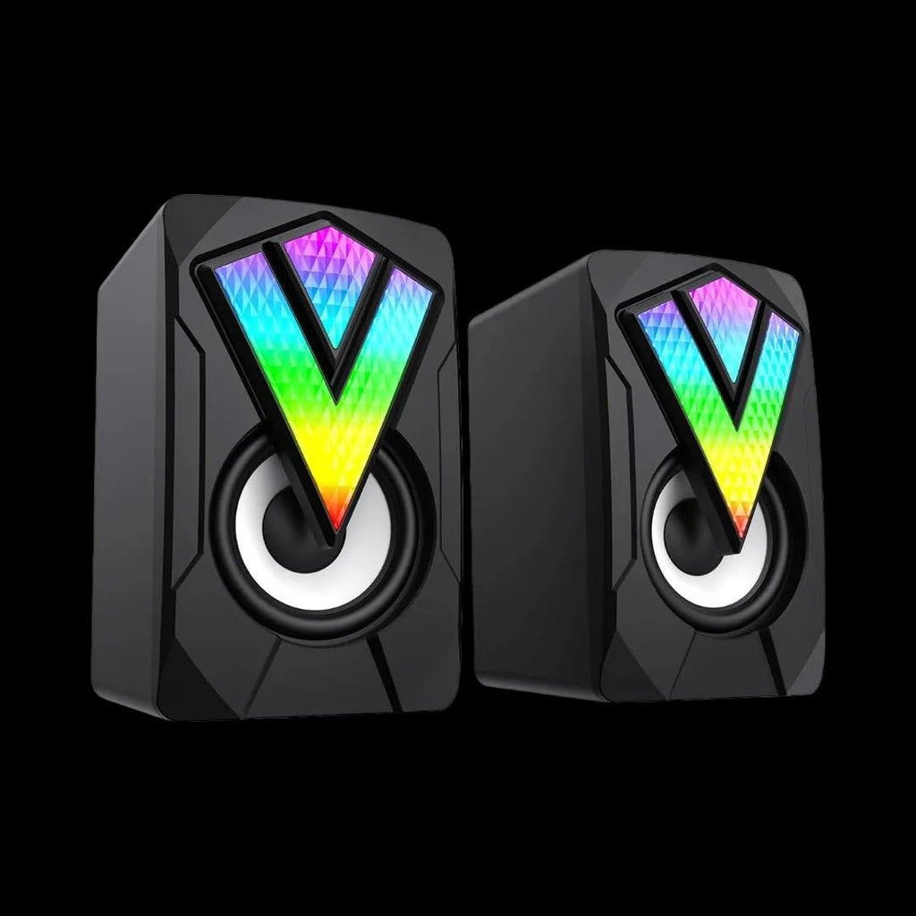 GameMax SR01 RGB PC Speakers | Stereo 2.0 USB Powered Desktop Speakers | 3.5mm AUX Mini Gaming Speakers for PC, Laptop & Monitor – Black - WebTro
