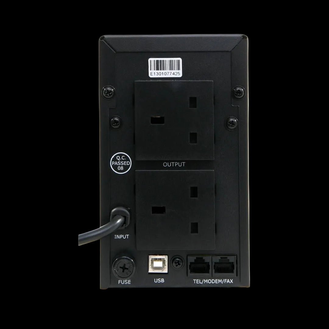 Powercool Smart UPS 650VA 390W with AVR | 2 UK Sockets | RJ45 Surge Protection | USB Monitoring | Compact Backup Power by Webtro - WebTro